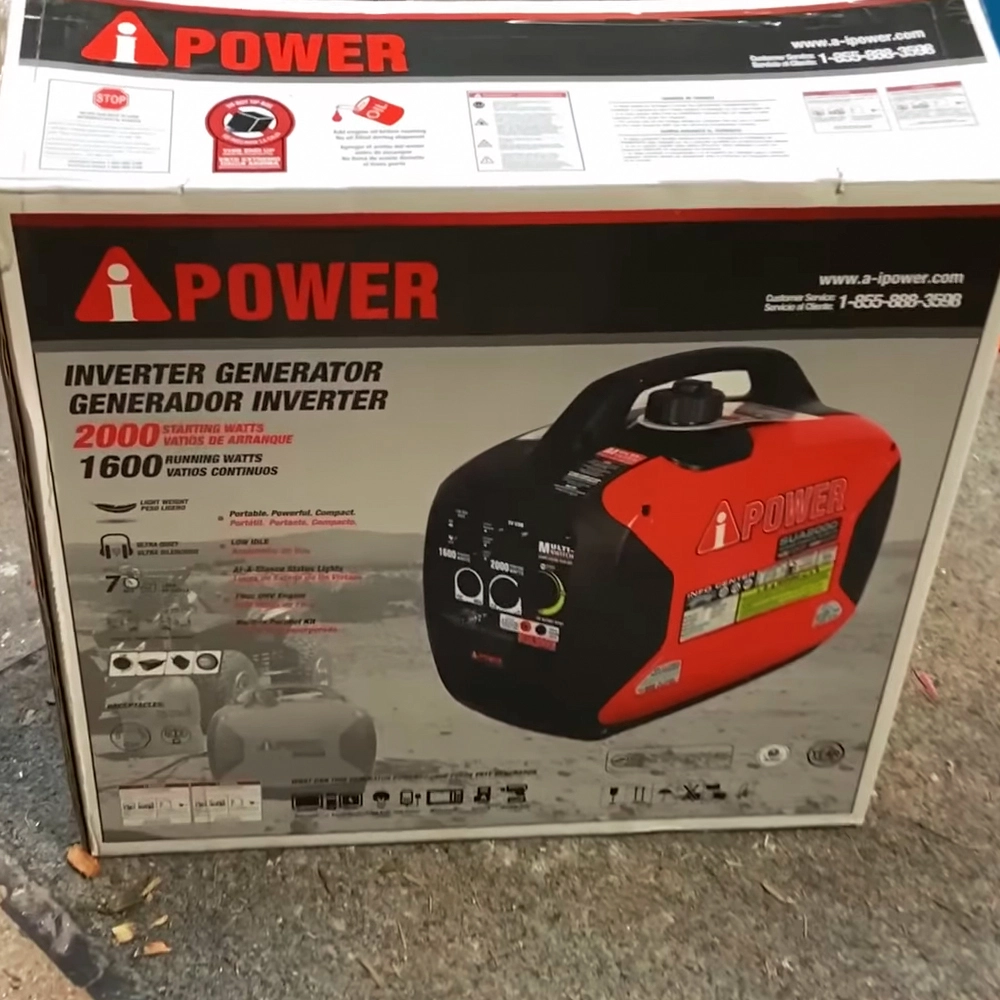 A Ipower Portable Inverter Generator, 2000W Box